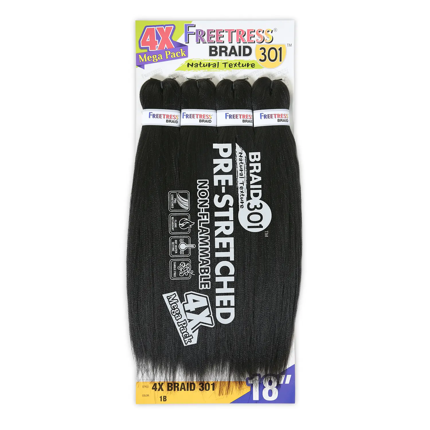 Freetress 4X Pre-Stretched Synthetic Braiding Hair, Natural Blown Out Texture, Hot Water Set & Tangle-Free, 18 Inch, Color 301, Synthetic Braids, 4X Braid, Synthetic Fiber Extensions