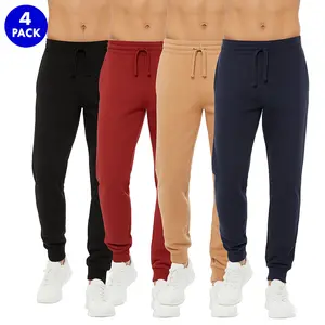 4 PACK: Men's French Terry Fleece Slim Fit Casual Jogger Sweatpants With Elastic Waistband And Side Pockets Sizes S-XXL