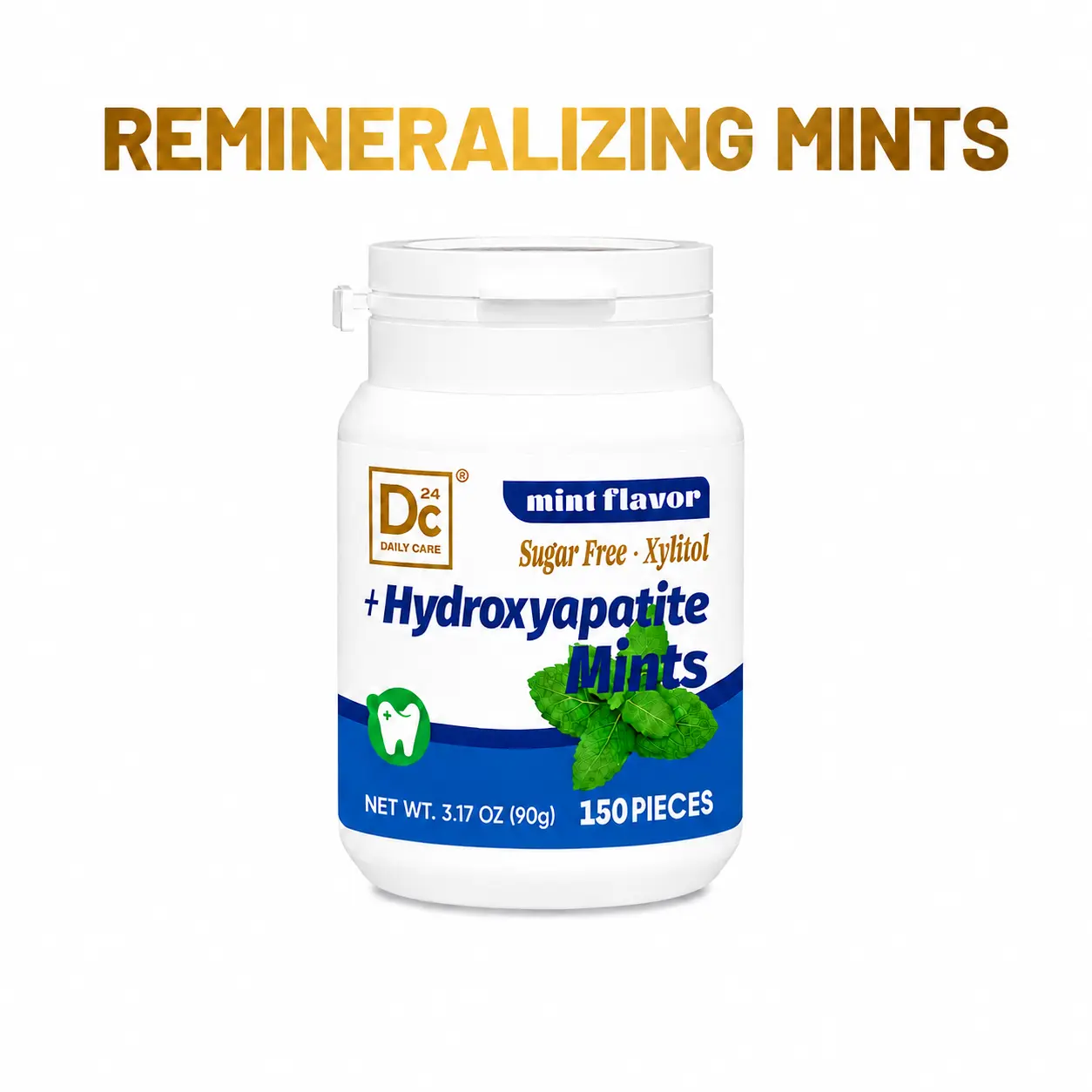 DC24 DAILY CARE HAP Mints, Sugar-Free Xylitol Breath Mints, Mint Flavor, Fresh Breath Oral Care Mints, After Coffee & Meals, 150 Pieces