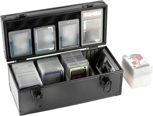 Toploaders Storage Box for 3" x 4" 35pt Rigid Cards 14.5"L x 6.3"W x 6.1"H Trading & Sports Cards, Graded & Rating Cards, with 3 DIY Sponge Partitions (Holds 300+ Toploaders (N300-Black)