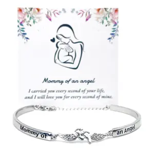 Mommy of An Angel Wing Engraved Bracelet Miscarriage Loss of Child Baby Memorial Jewelry for Infant Loss Birthday or Memorial Sympathy Gift for Her