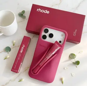 RHODE Hailey Bieber Style Lip Balm Slot Phone Case for iPhone 16ProMax 15ProMax 13ProMax 11 12 14ProMax Soft Silicone Shockproof Cover with Animal Pattern