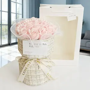 Rose Bouquet Scented Soap Gift Set, Romantic Valentine's Day Present for Her, Unique Birthday Surprise for Girlfriend, Aromatic Bath Accessories, Soap Roses Bouquet