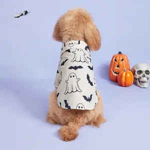 Pet Clothes, Cute Ghost & Bat & Star Print Pet Shirt, Pet Clothes for Small Dogs, Dog & Cat Clothing Supplies Halloween Decor, Costumes, Puppy Costume