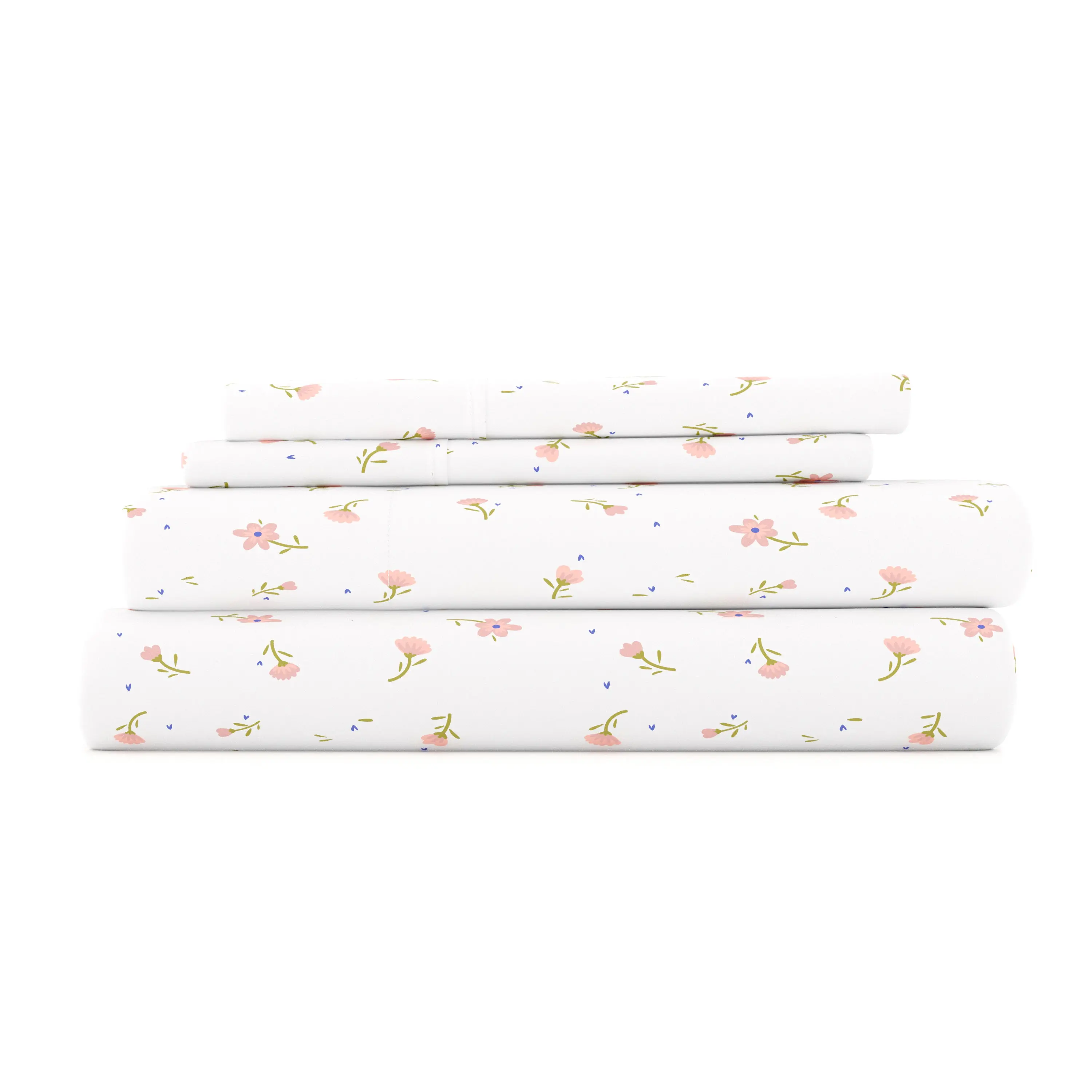 Soft Floral Pattern 4-Piece Sheet Set