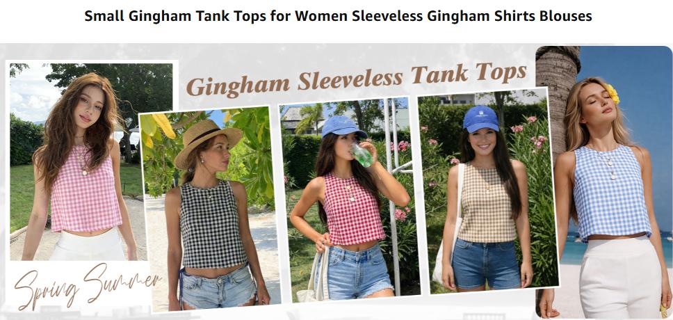 IDEALSANXUN Womens Gingham Crop Tank Tops 2026 Spring Summer Sleeveless Vest Top Flowy Ruched Floral IDEALSANXUN Womens Gingham Crop Tank Tops 2026 Spring Summer Sleeveless Vest Top Flowy Ruched Floral
