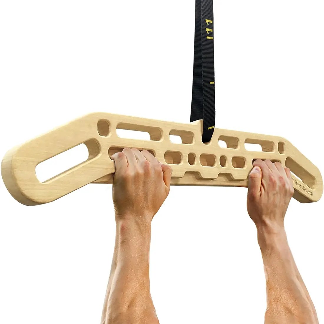 POWER GUIDANCE Portable Wooden Hangboard for Climbers, No-Drill Grip Strength Trainer with Multi-Grip Holds for Active Training of Fingers, Arms & Core