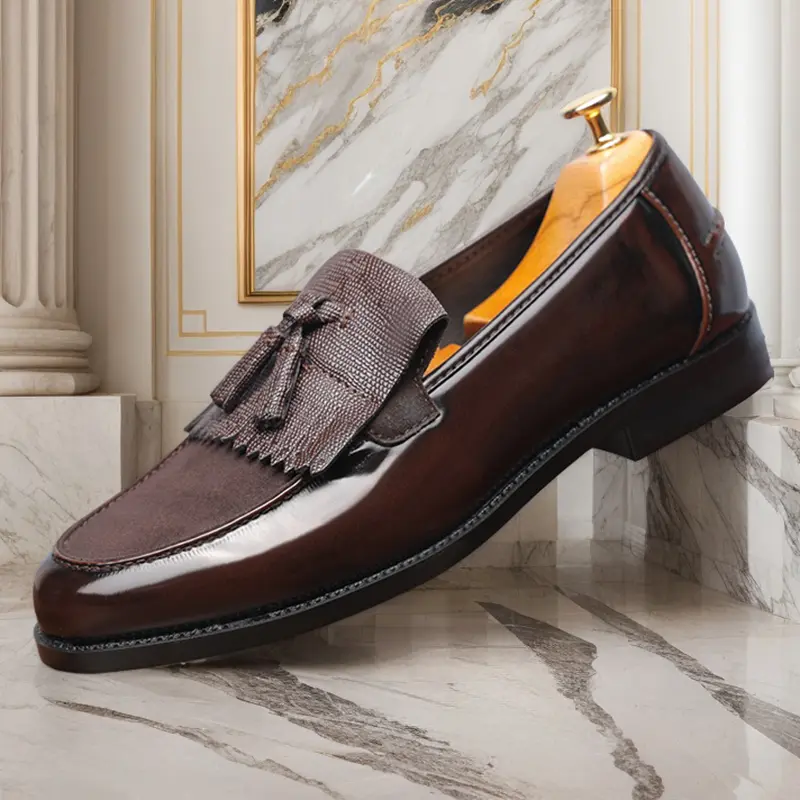 Large size men's British style tassel loafers business wear rubber sole portable casual shoes party wedding casual formal leather shoes 8676