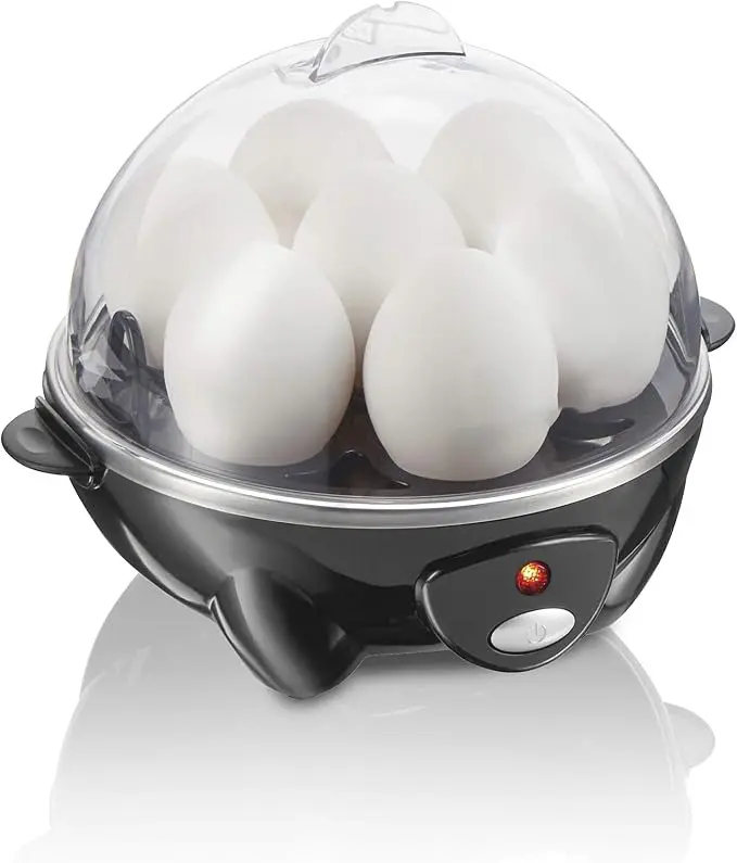 Rapid Egg Cooker: 6 Egg Capacity Electric Egg Cooker for Hard Boiled Eggs, Poached Eggs, Scrambled Eggs, or Omelets with Auto Shut Off Feature - Black