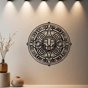 HousewarmingGift|1pc Aztec Calendar Metal Wall Decor, Aztec Calendar Statue Mural with Premium Finish - Ideal Gift for Autumn Decor & Christmas & Valentine's Day & Holiday Season & Halloween & Housewarming (Valentine Gift) - Metal Wall Sculptures
