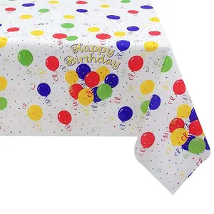 Disposable Tablecloth, 2/6 Counts Colorful Balloon Pattern Table Cover, Rectangular Table Cover for Birthday Party, Party Supplies