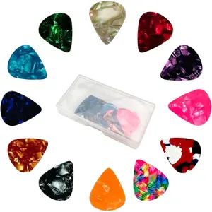 Guitar Picks 0.46mm - for Acoustic, Electric, Bass Guitar - Guitar Accessories -  Feel, Warm Tone - 24 Pack (Color Random)