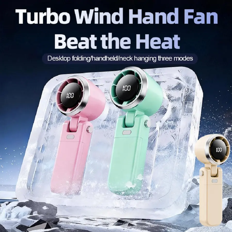 Portable Turbine Handheld Fan - 3-in-1 Multi-Functional, 5-Speed Adjustable, 5000mAh Long-Life Rechargeable Battery, Type-C Fast Charging, Suitable for Outdoor Camping, Business Trips, Portable Fan, Fan Portable
