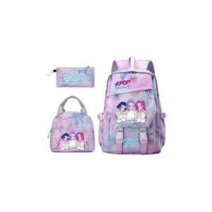 Korean Pop Music Demon Hunter Backpack Set, Cute Versatile Backpack, Large Capacity, Cartoon Print, Fashionable Durable School Bag Series