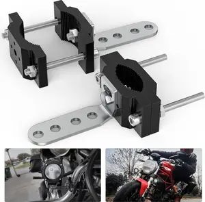 Nilight Powder-Coated Motorcycle Light Bar Tube Clamp Brackets with Anti-Slip Design & M8 Screws, Fits 0.7-2In Round Tubes, Mounts for Front Fork, Roof Rack on ATV, UTV