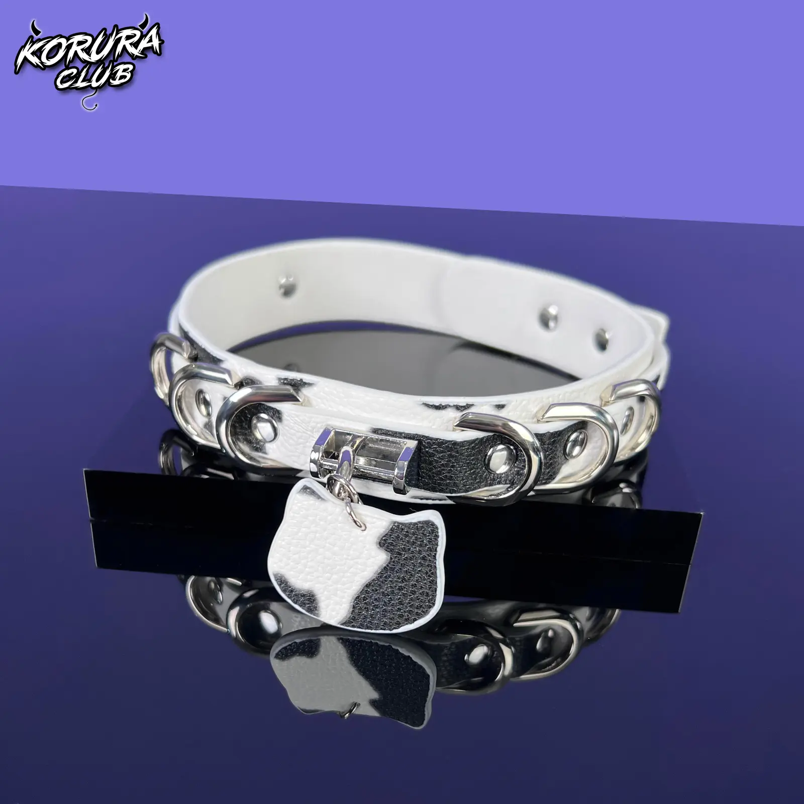 KORURACLUB Pet Collar and Leash Set - Stylish Cow Print Design, Leash Included Pet Accessory Combo KH18, Animal Print, Stylish Look