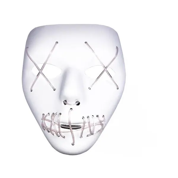 LED Purge White Airsoft Mask with Blue X, Light & Comfortable Design, Bold Look, Adjustable Strap & Matching Accessories