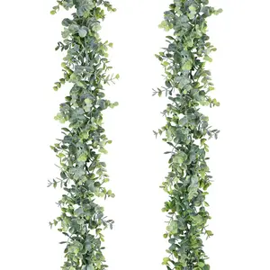 2 Pack Artificial Eucalyptus Garland,  Eucalyptus Greenery Garland Wedding Backdrop Arch Wall Decor, 5.5 /Strand    for Table Festival Party Decoration