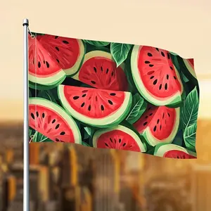 1pc Vibrant Watermelon Flag, Cheerful Summer Design with Red & Green Slices, Durable Polyester Material, Perfect for Festivals, Parties, Home & Garden Decor, 3x5ft (90x150cm), Watermelon Decor