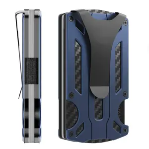 Tactical RFID Blocking Metal Wallet - Carbon Fiber Money Clip Card Holder for Men