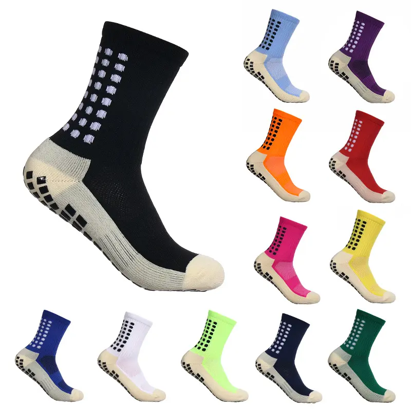 3 Pack Premium Grip Socks for Men & Women, Anti-Slip Athletic Crew Socks with Cushioning for Soccer & Basketball