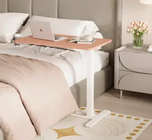 H7 Mobile Adjustable Bedside Table, Standing Desk with Wheels, Rolling Laptop Desk Cart & Portable Computer Workstation for Hospital, Home Office, Bedroom, Living Room, Dorm, and Small Spaces, Reading Studying, Bedside Care Max Load Capacity Gas Spring