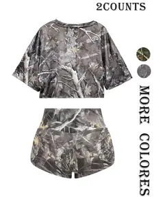 Women's Summer 2 Piece Set Chic Crop Tee & High Waist Shorts Matching Set Perfect for Vacation Daily Outdoorfun Fabric Fit Suits