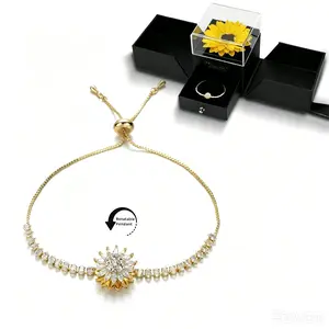 You are My Sunshine Sunflower Motif Box Necklace - Decorative Flower Charms Costume Jewelry for Women, Ideal Birthday Mother's Day Gift with Gift Box for Her, Box Necklace Necklaces, Decorative Flower Necklaces