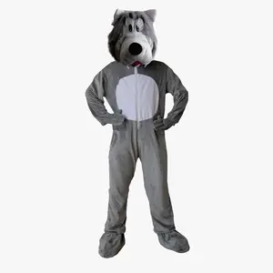 Gray Wolf Mascot For Kids - Animal Jumpsuit with Head Mask Perfect for Halloween, Animal Theme Party, School Play - Cosplay Costume