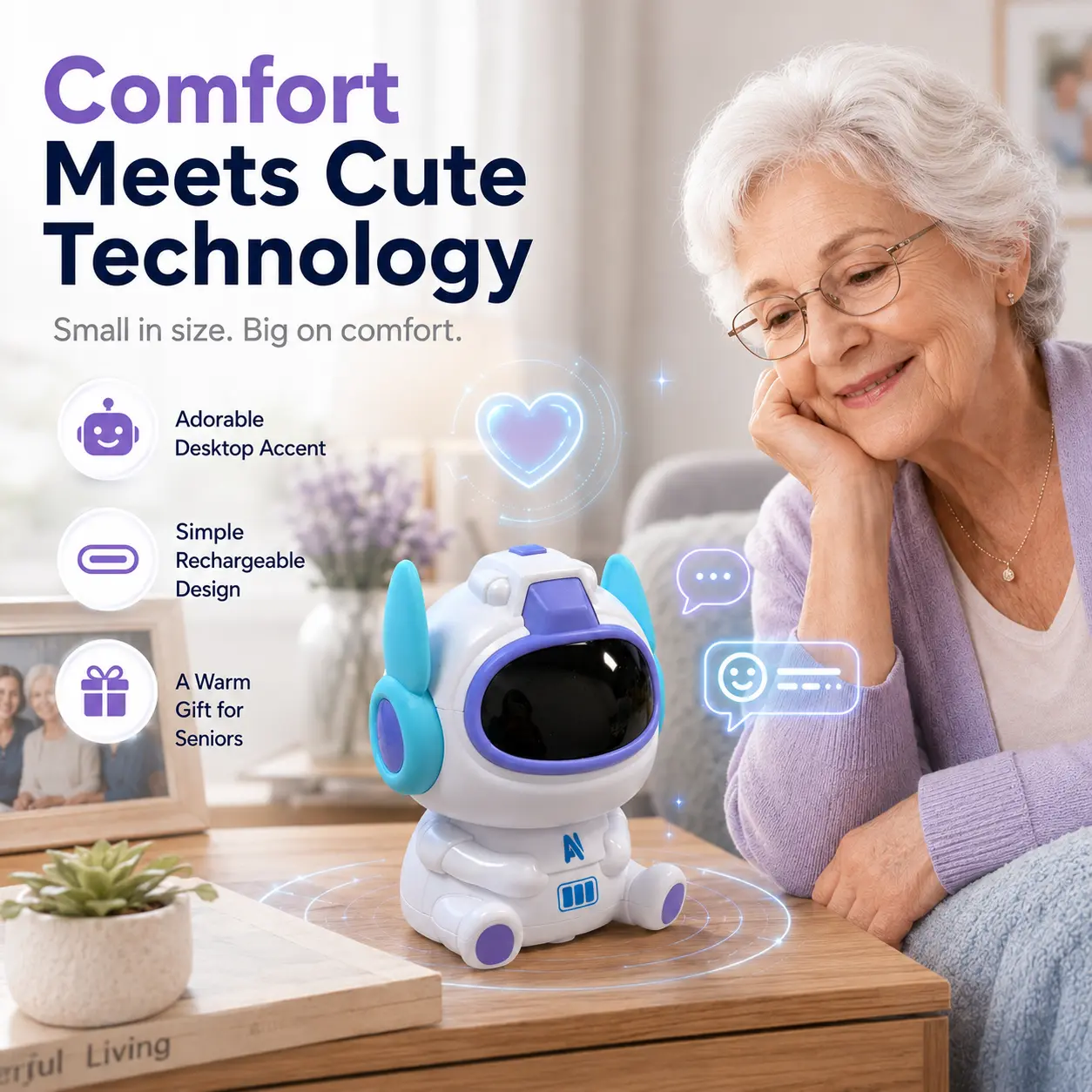 Smart AI Robot Companion with Voice Commands, Humanoid Emo Robot for Office Desk, Personalized Interactive Desktop Robot Pet, Fun Tech Gift for Adults