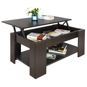 Segawe Coffee Table Lift-up Hidden Storage Cabinet Compartment Longlasting Brown Finish