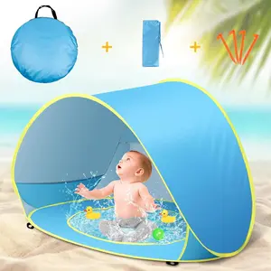 Baby Beach Tent with Pool, Pop Up Sun Shelter UPF 50+ UV Protection for Infant Toddlers, Portable Shade Tent with Carry Bag for Beach Outdoor Travel