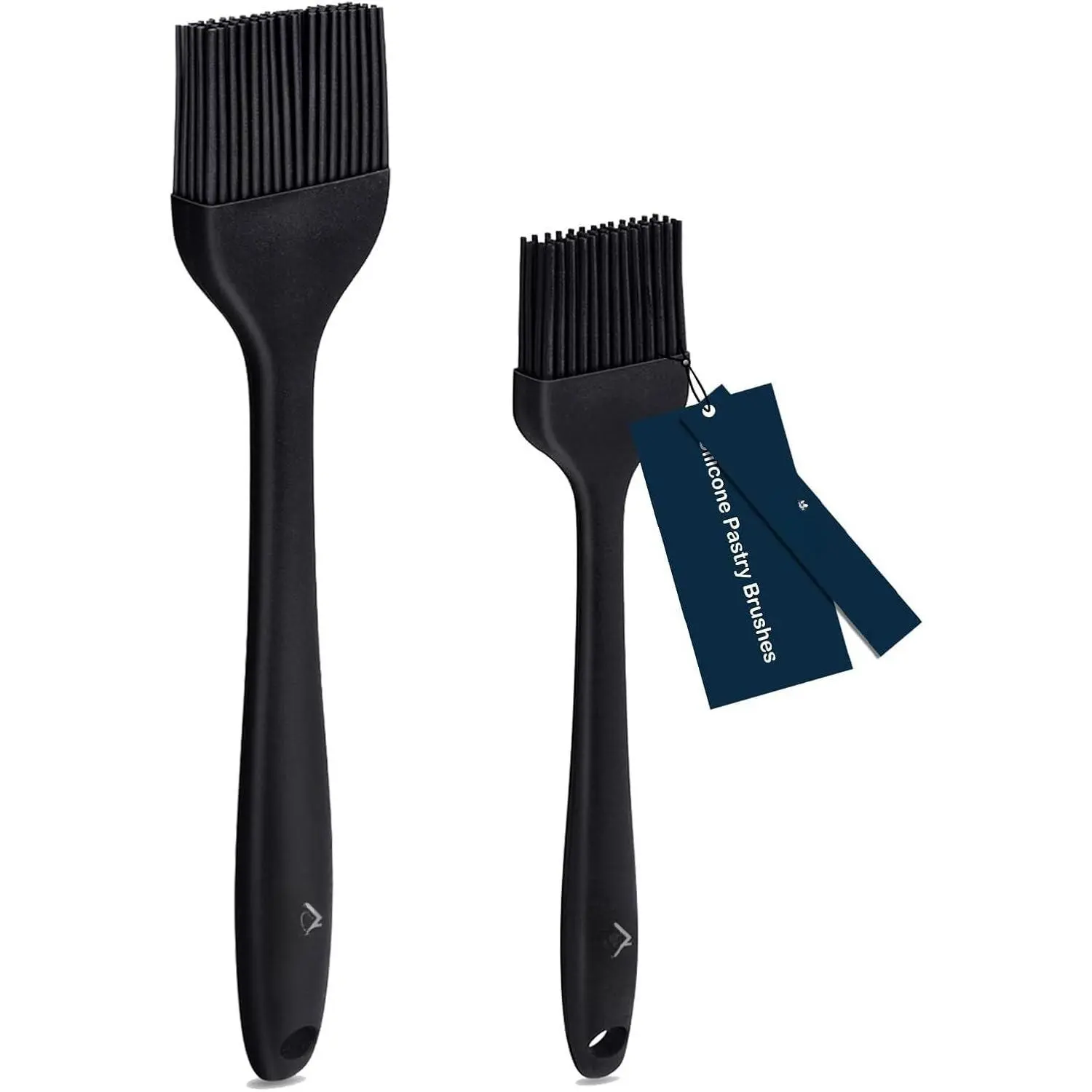 600°F Heat Resistant Silicon Basting & Pastry Brush Set, Bakeware Tool for Spreading Oil, Butter, Sauce, Marinades, Dishwasher Safe (Black, 2-Pack)