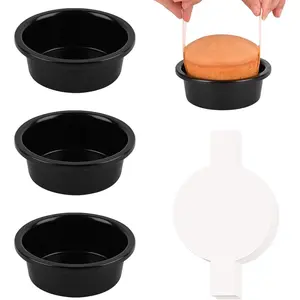4 Inch Cake Pan - Set of 3 Round Cake Pans with 100 Pieces Parchment Paper, Non-stick Cake Baking Pans, Dishwasher Safe
