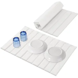 Stone Drying Mat for Kitchen Counter, Stain-Defying PU Leather, Large Stone Dish Drying Mat Foldable Absorbent Diatomaceous Earth Bath Mat Quick Dry for Bottles Cups Countertop 23" x 15.3"