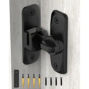 90/180 Degree Barn Door Lock, Small Flip Gate Latches Hardware, Door  Sliding Door Latch Lock fo Cabinets, Barn Door, Bathroom, Gardenr Doors (Black-1Pc)