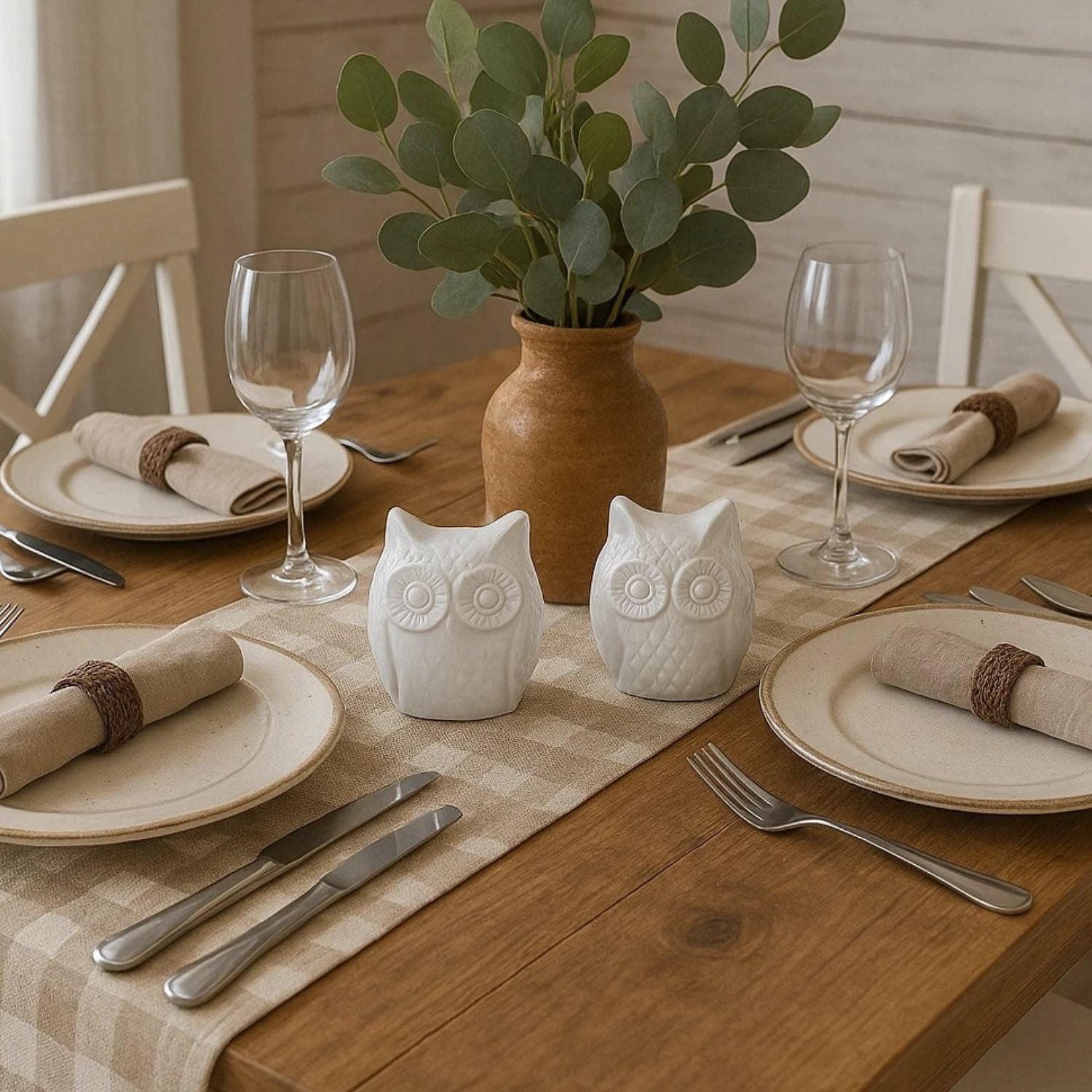 Home Collection Owl Salt and Pepper Shaker Set White