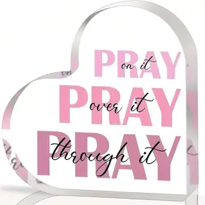 Christian Gifts for Women, Faith & Prayer Gifts, Inspirational Bible Verse Heart Acrylic Sign, Prayer Decor for Home Office, Acrylic Plaque