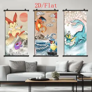 [2D-Flat]3pcs Exquisite Posters Canvas Wall Art Anime Unframed Scroll Hanging Painting, With Scroll Ord Art Decor HD, Pattern for Living Room, Best Gift for Friends, Indoor-Outdoor Decor, Ink HD Fade-Resistant Art