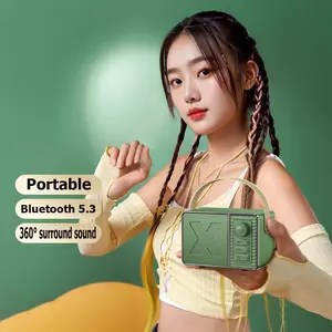 Portable Bluetooth Music Speaker, Supports USB Plug, TF Card, AUX,  Type-C Interface Charging, and Has A Battery Life Of 3-5 Hours, Cute Old Fashion Style for Kitchen Desk Bedroom Office Party Outdoor Audio Stereo Vintage Equipment Crystal Tablet