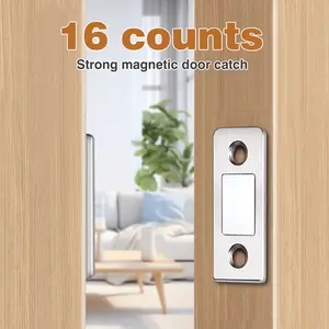 16 Counts Cabinet Magnetic Catch without Punching, Works for Cabinets, Drawers, Sliding Doors & Window Shutters，silvery
