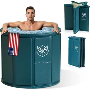 Foldable Portable Bathtub for Adults - 2-in-1 Hot & Cold Plunge, 105-Gal Large Capacity Collapsible Bathtub Adult, 6-layer Insulated Portable Soaking tub - Space-saving Design