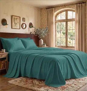 4-Piece Full Queen King Cooling Breathable Hotel Luxury Silky Soft 16" Deep Pocket Fits Thick Mattress Wrinkle Fade Resistant Skin Friendly Spring Bedding OEKO-TEX Certified