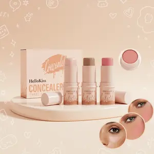 3 Pack Makeup Stick Set – Highlighter, Contour & Blush Trio, Long-Lasting Waterproof Concealer Pen Kit for Natural Face Sculpting & Glow