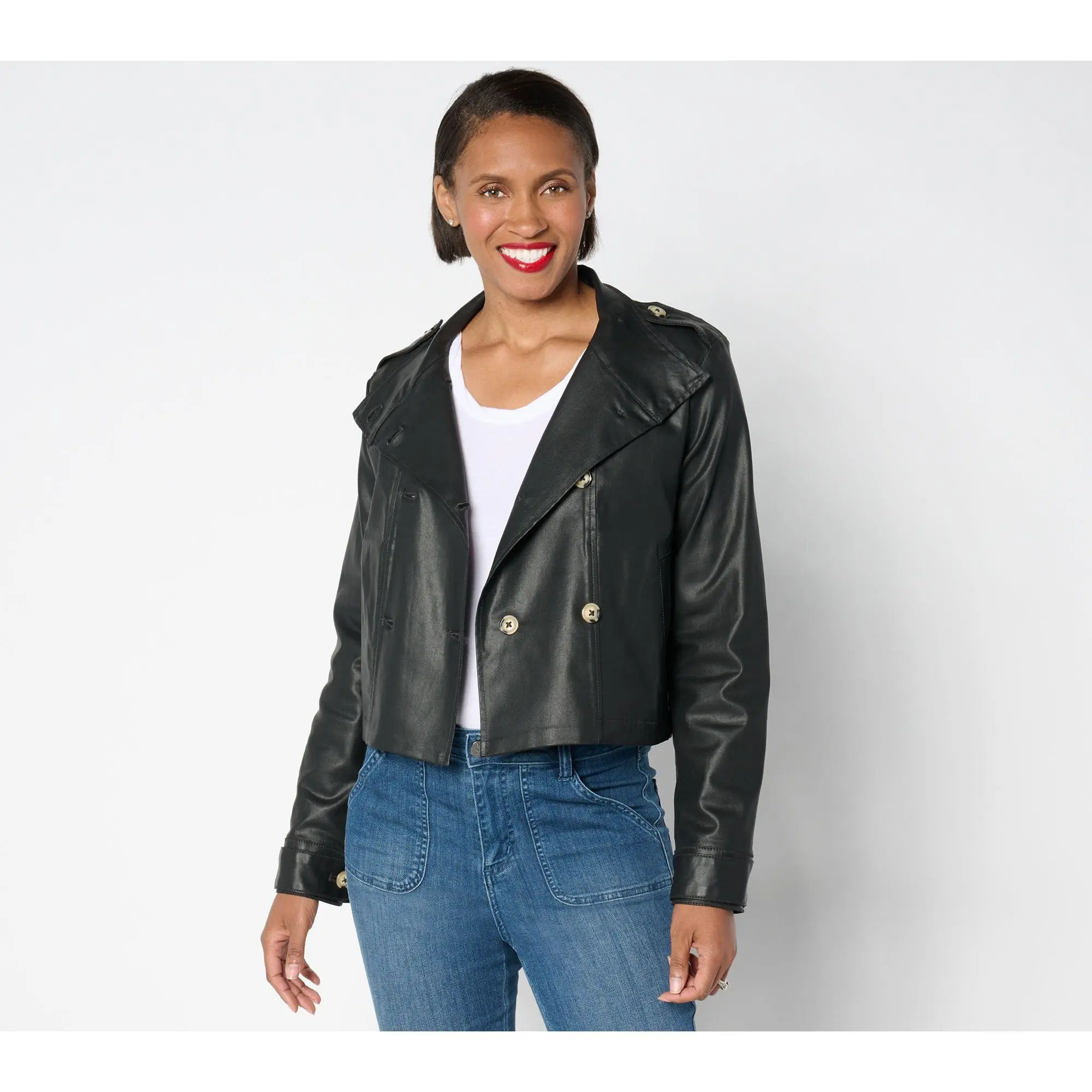 Peace Love World Black Label Coated Denim Jacket