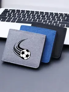 Classic Soccer Ball Pattern Wallet, Casual Wallet, Dynamic Design, Canvas, Student & Commuter Use, Holds Campus Cards, Cash, Ids, Tickets