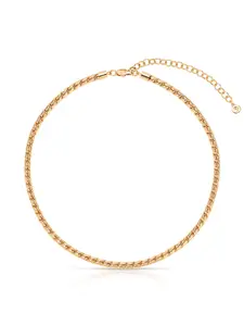 Classic Rope Chain Necklace – 18K Gold Plated Twisted Chain Choker | Classic Minimalist Layering Necklace for Women
