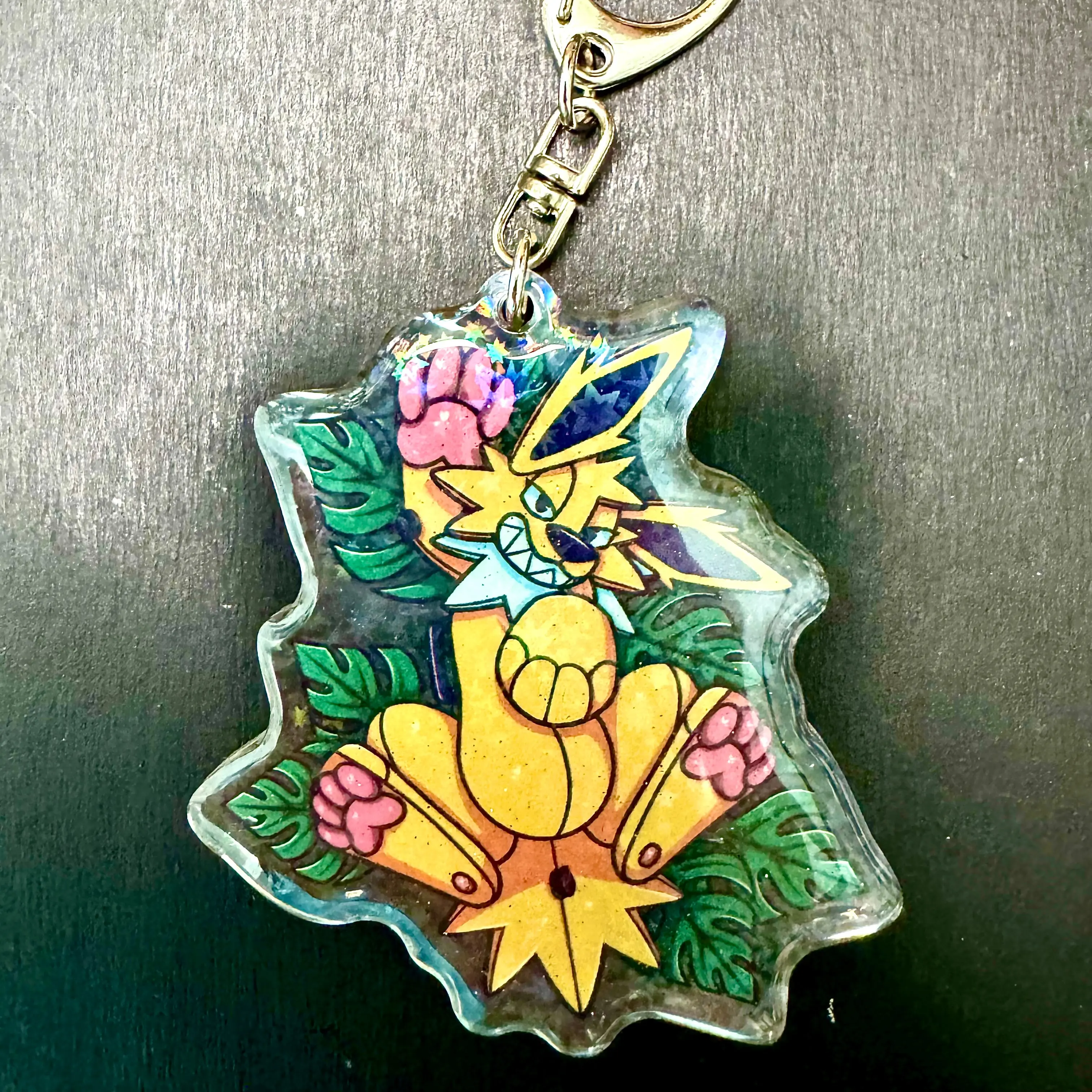 Shiny/Regular Jolteon Pooltoy Enamel Coated Keychain Holographic Finish