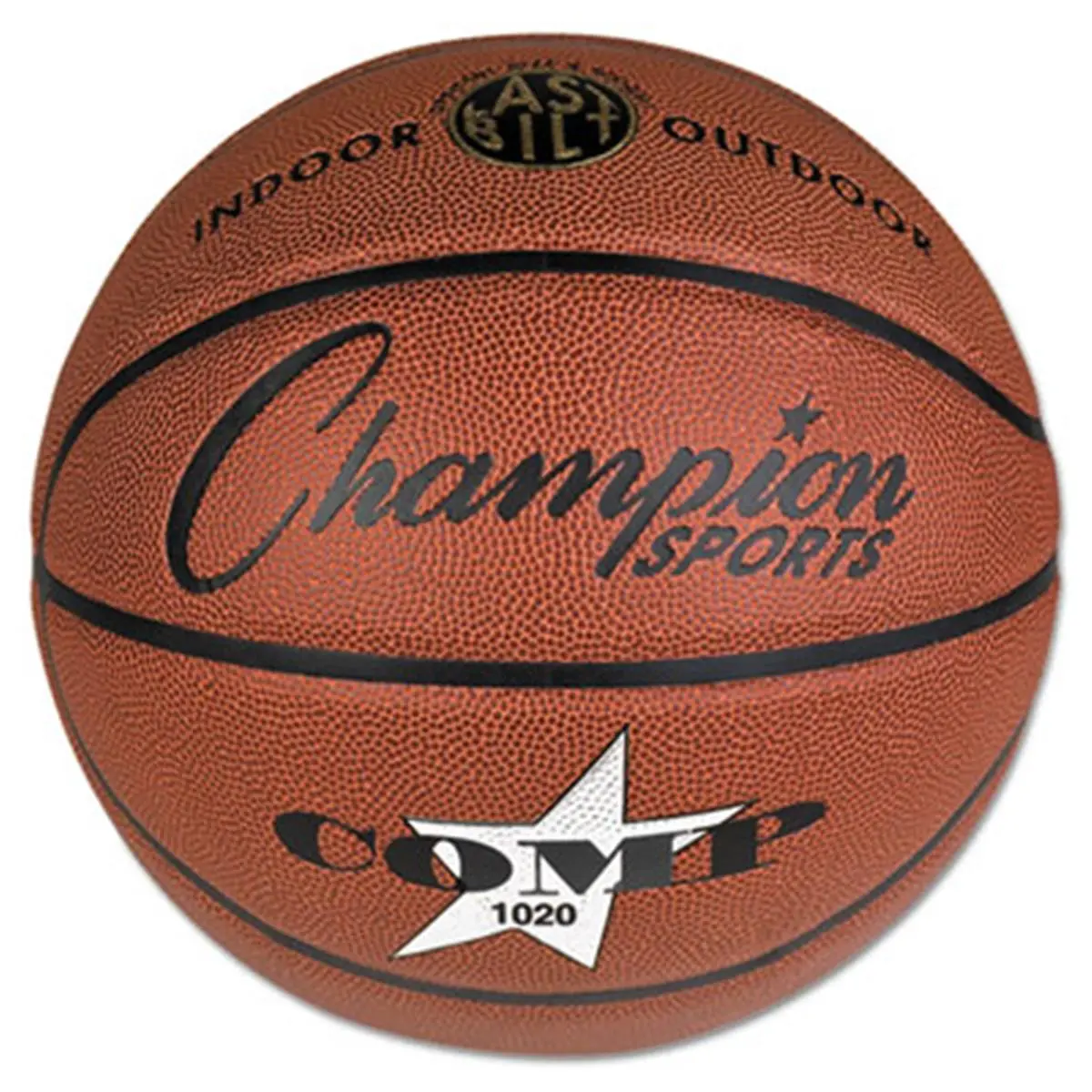 Champion Sport Composite Basketball - Regulation Official Size, Composite Surface Synthetic Leather, Balanced Bounce, Diameter 30", Brown, Two-Ply Butyl