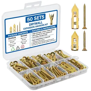 50 Sets Self Drilling Drywall Anchors with Screws - Heavy Duty Metal Expansion Wall Anchors Kit for Drywall & Sheetrock - Ideal for Hanging Shelves, Mirrors, Picture Frames and More
